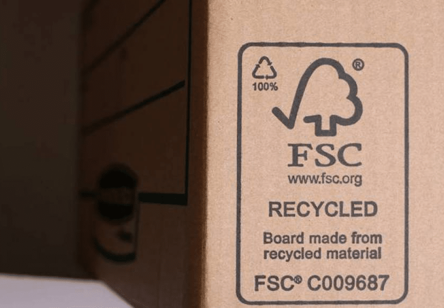 FSC certification label on a box