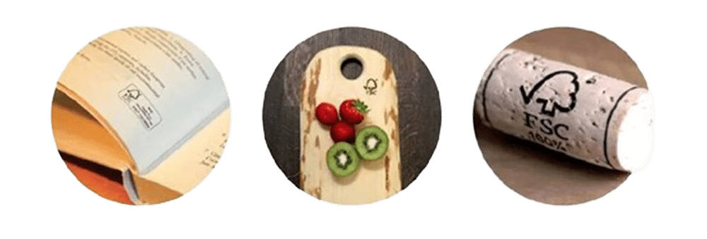 Examples of FSC logo on different materials